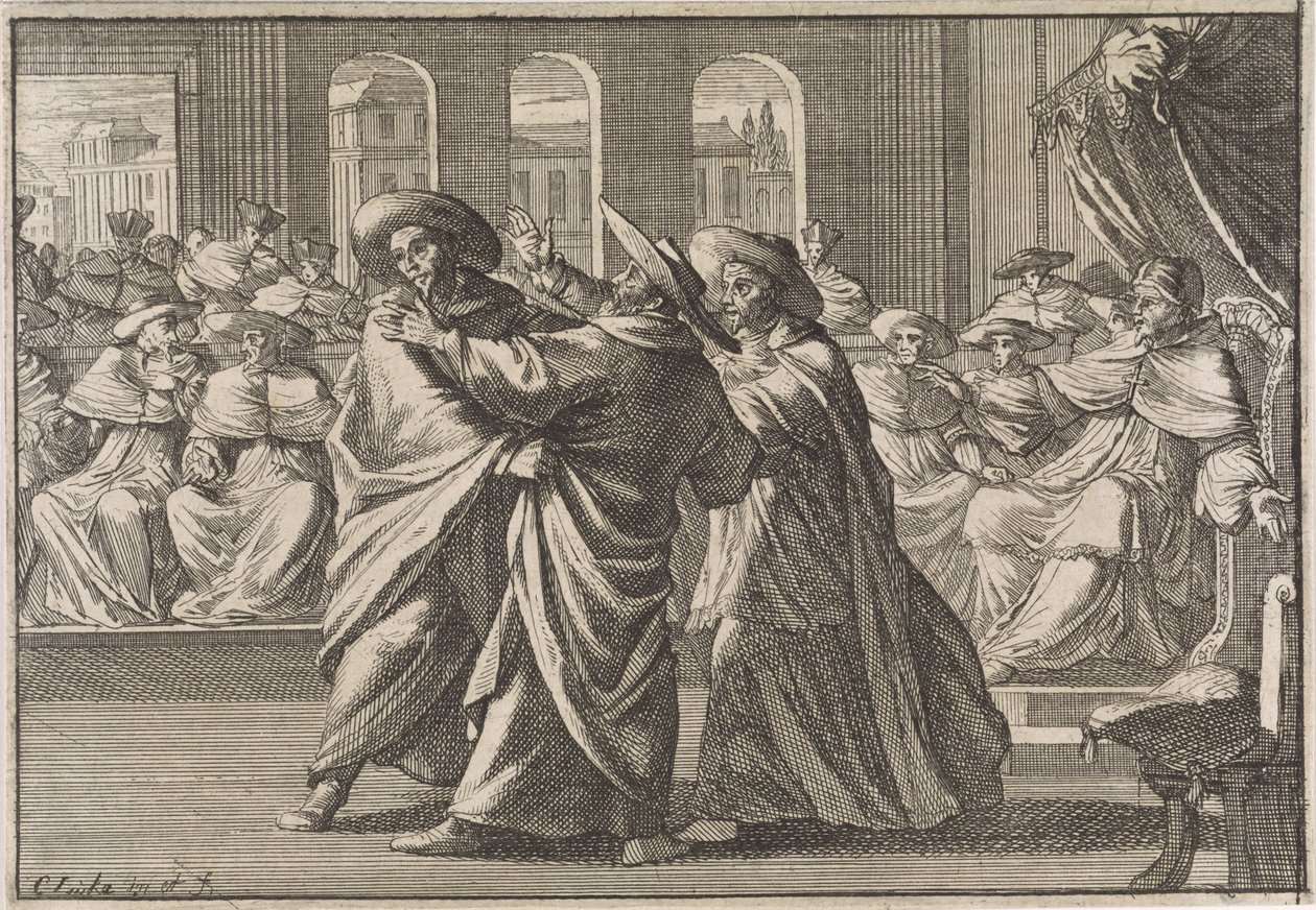Under valget af Urban VIII støder kardinal Borja og kardinal Antonio Barberini sammen, 1632 af Caspar Luyken