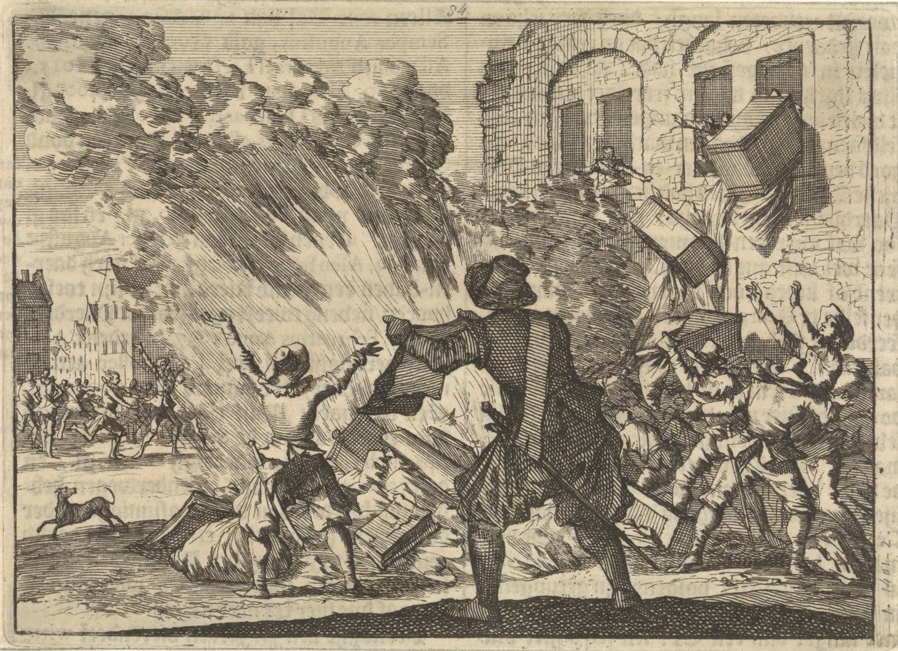 Tollhouse i Lyon er plyndret som følge af øgede punktafgifter, 1625 af Caspar Luyken
