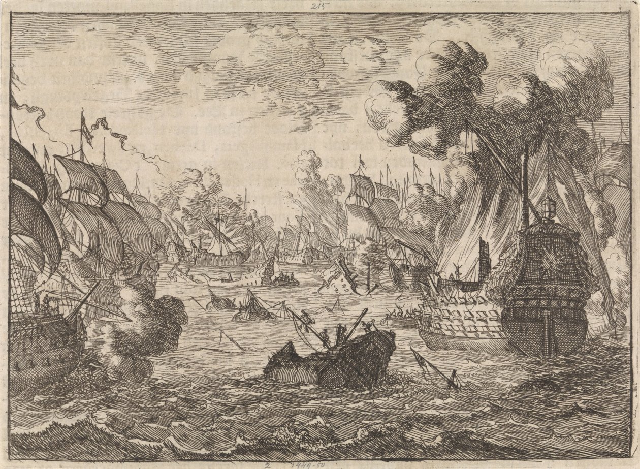Søslaget ved Cape La Hogue, 1692 af Caspar Luyken