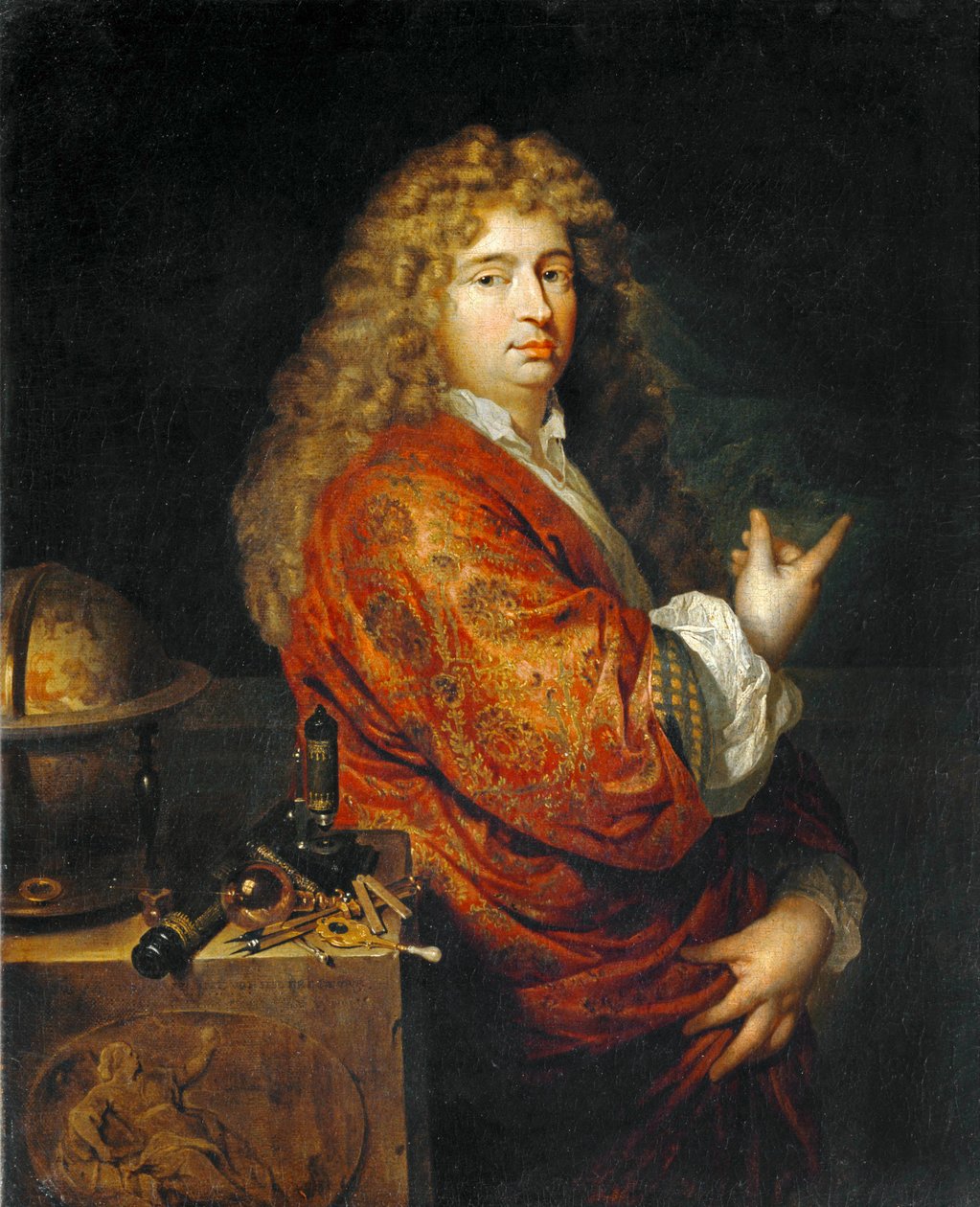 Nicolaes Hartsoeker, fysiker, designer en båd i stormvejr. 1682 ... af Caspar Netscher