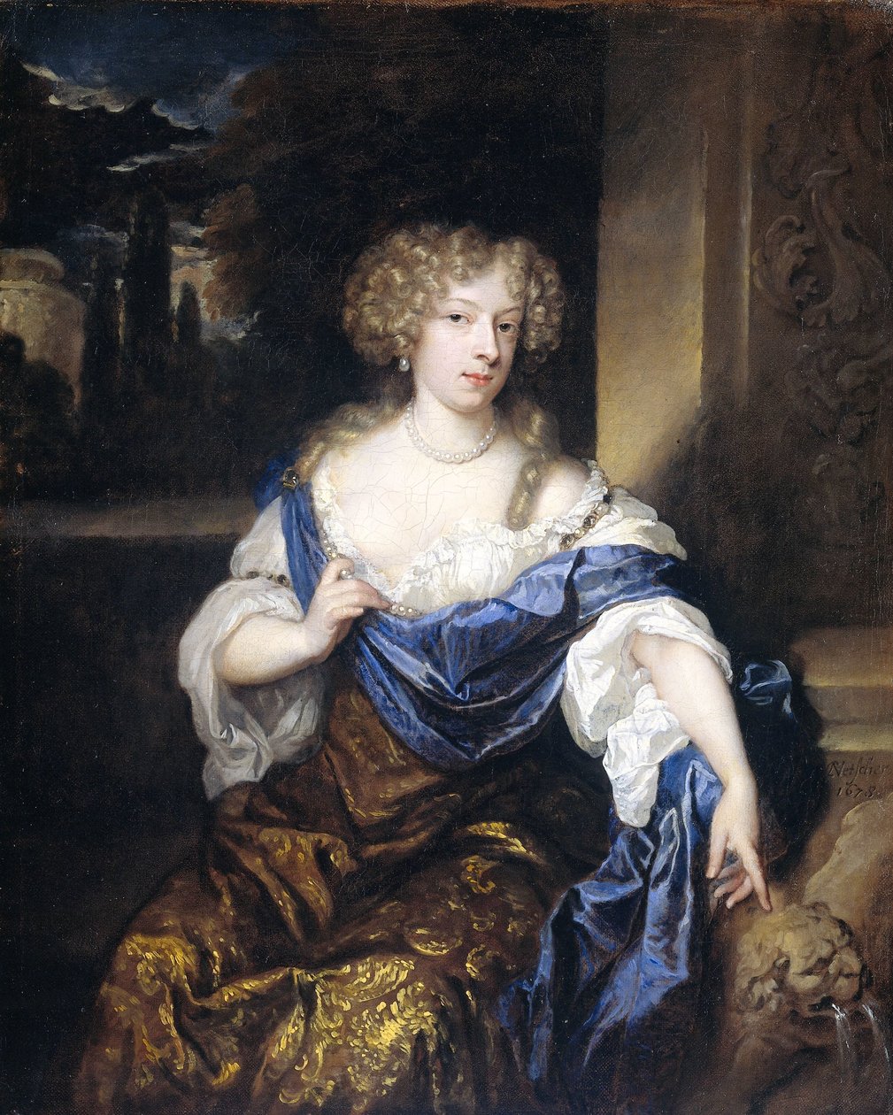 Portræt af Helena Ctaharina de Witte 91661-95), hustru til Iman mogge, herre over Haamstede af Caspar Netscher