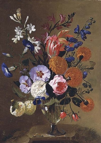 Et stilleben af blomster i en vase, 1668 af Caspar Pieter I Verbrugghen