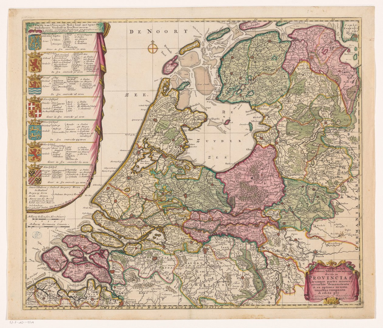 Kort over Republikken De Syv Forenede Holland Land caerte van 