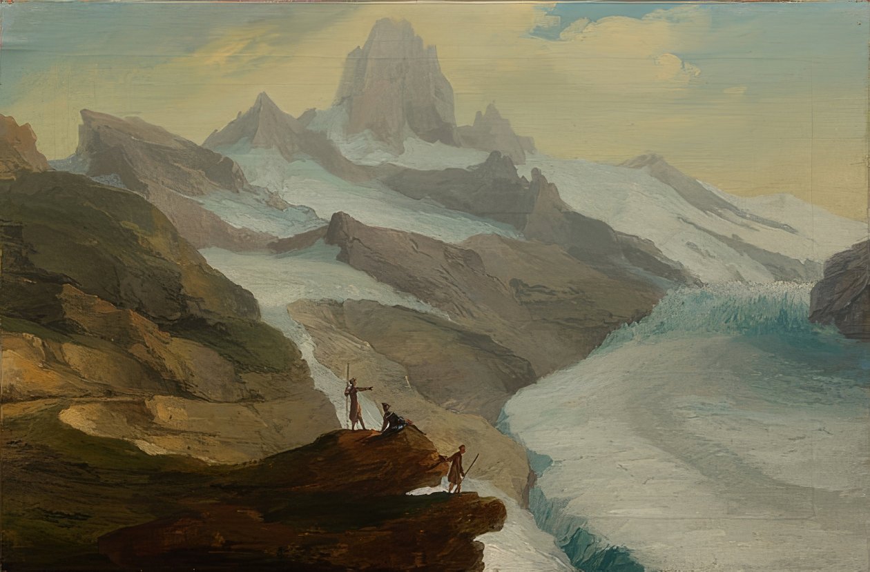 Udsigt fra Bänisegg over Nedre Grindelwald-gletsjeren. 1778 af Caspar Wolf