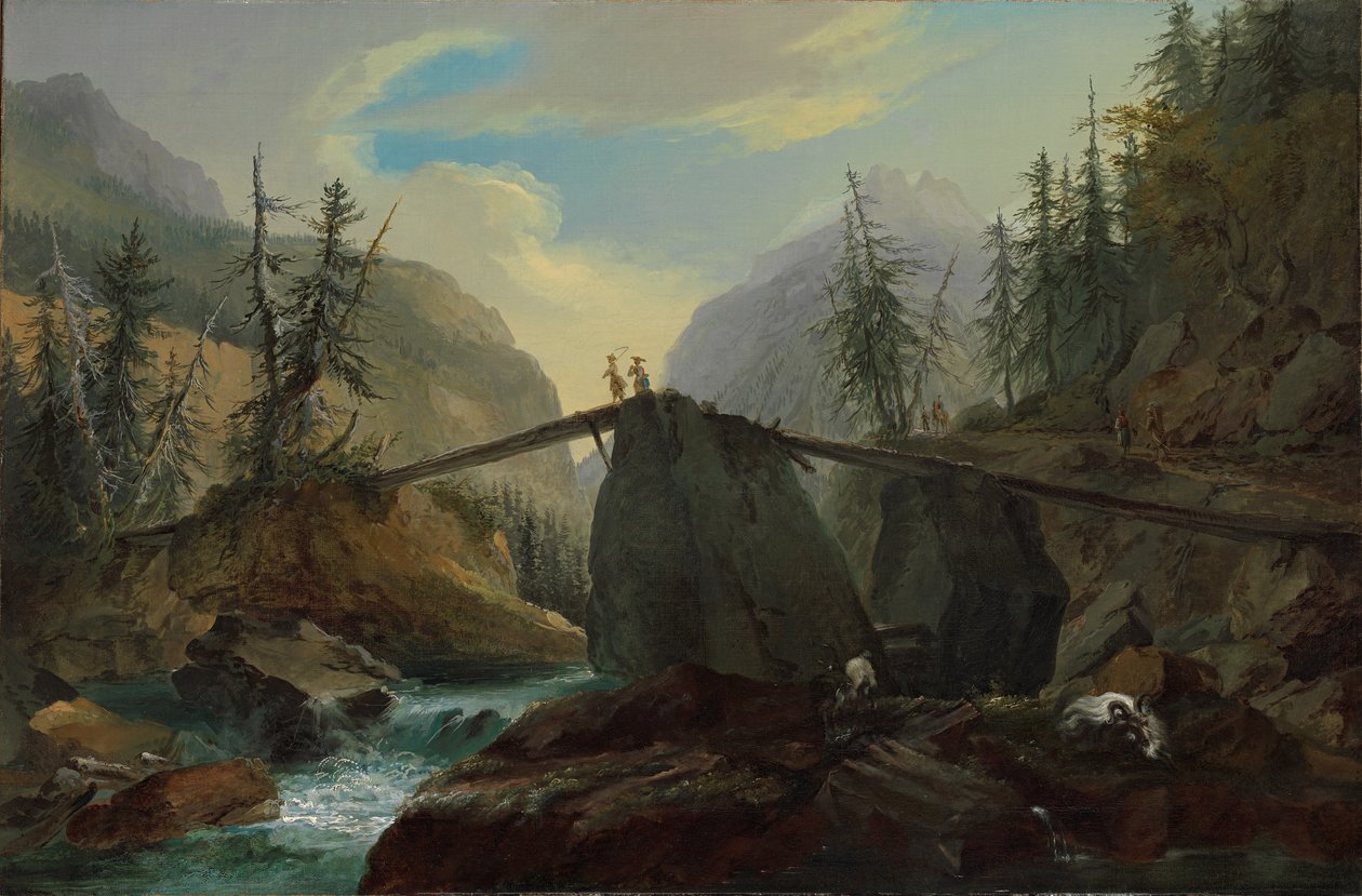 Trægangbro over Lütschine nær Gsteig, 1774. af Caspar Wolf