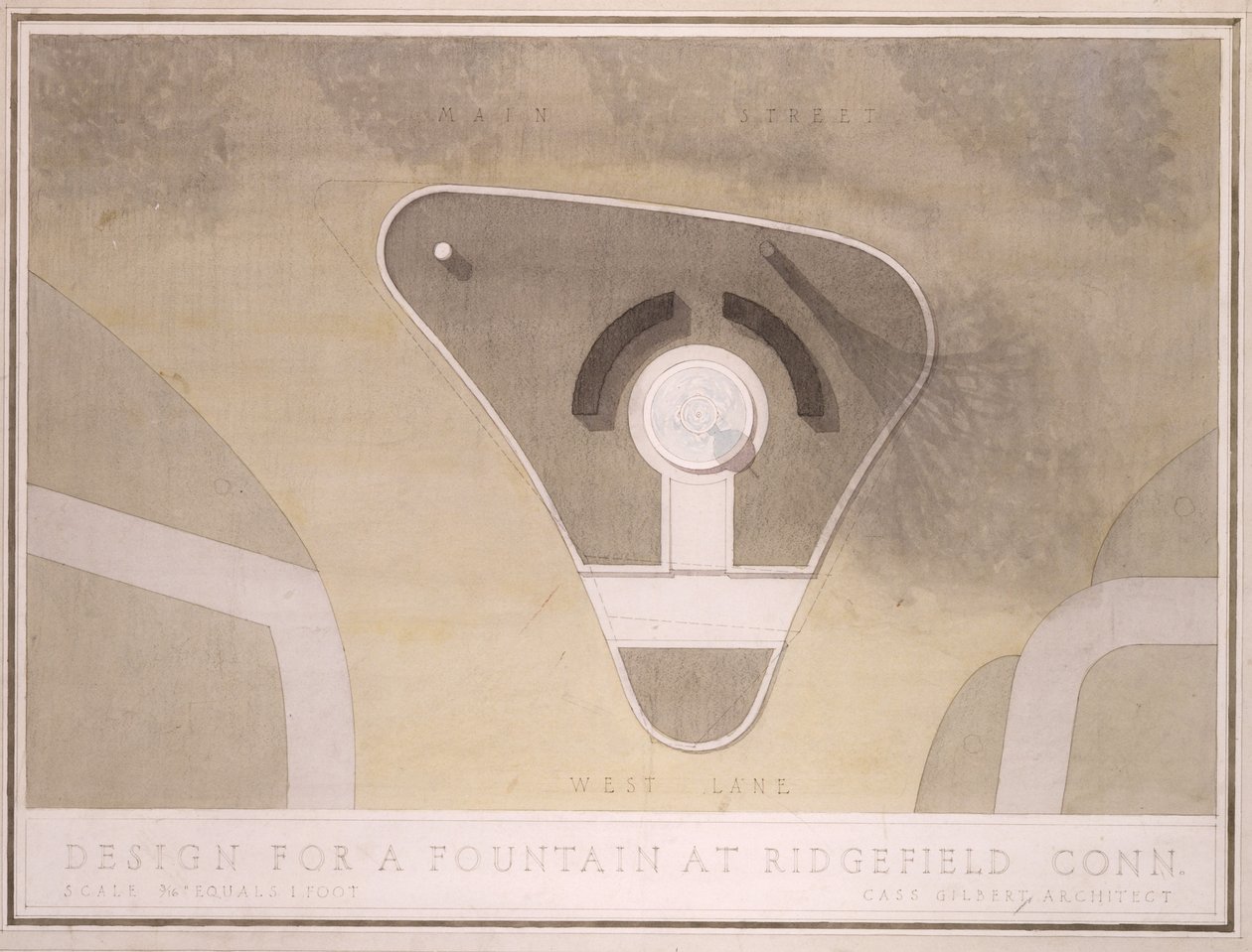(Design til springvand, Ridgefield, Connecticut) af Cass Gilbert