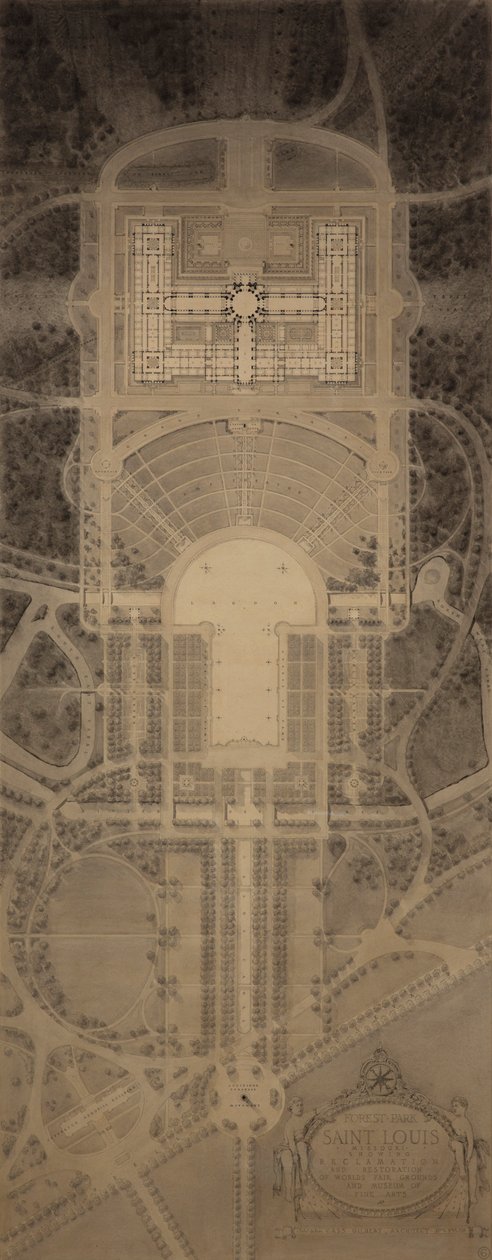 Forest Park, Saint Louis, Missouri: Viser genvinding og restaurering af verdensudstillingsområdet og Museum of Fine Arts af Cass Gilbert