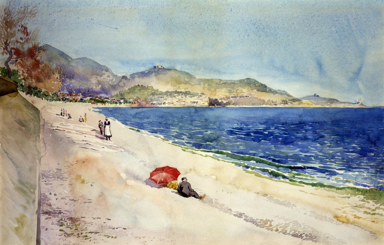 På stranden under Promenade des Anglais, Nice, Frankrig, 1898. af Cass Gilbert