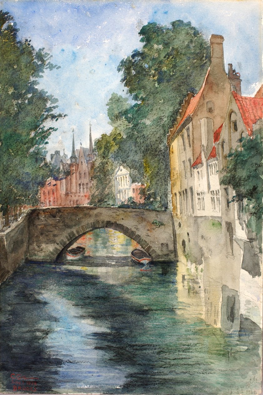 På kanalen, Brugge, 1928. af Cass Gilbert