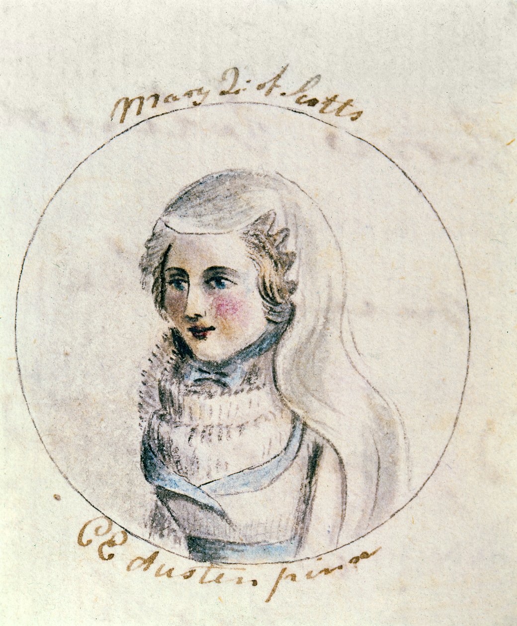 Mary Queen of Scots, ca.1790 (pen og blæk og wc på papir) af Cassandra Austen