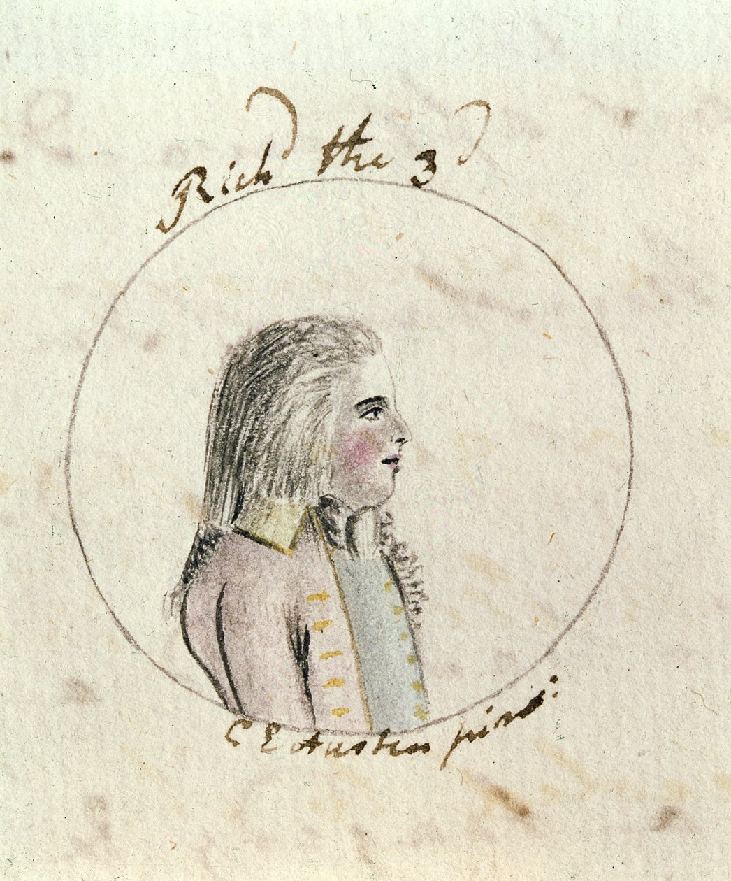 Portræt af Richard III (1452-85) ca. 1790 (pen og blæk og wc på papir) af Cassandra Austen