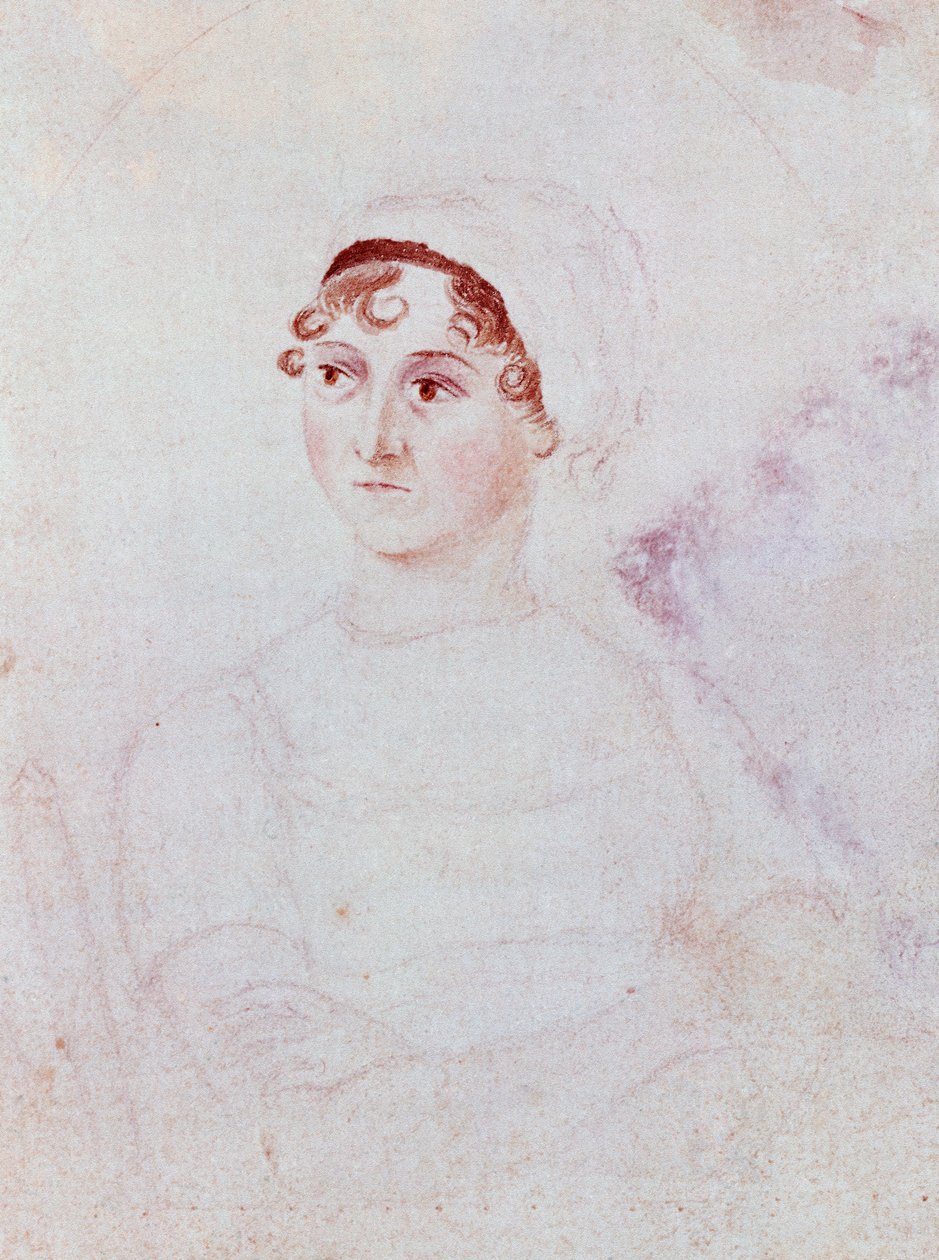 Portræt af Jane Austen, ca.1810 (blyant og akvarel på papir) af Cassandra Austen