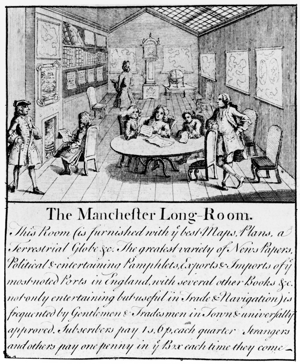The Manchester Long Room, 1751 (detalje af 466271) af Casson and Berry