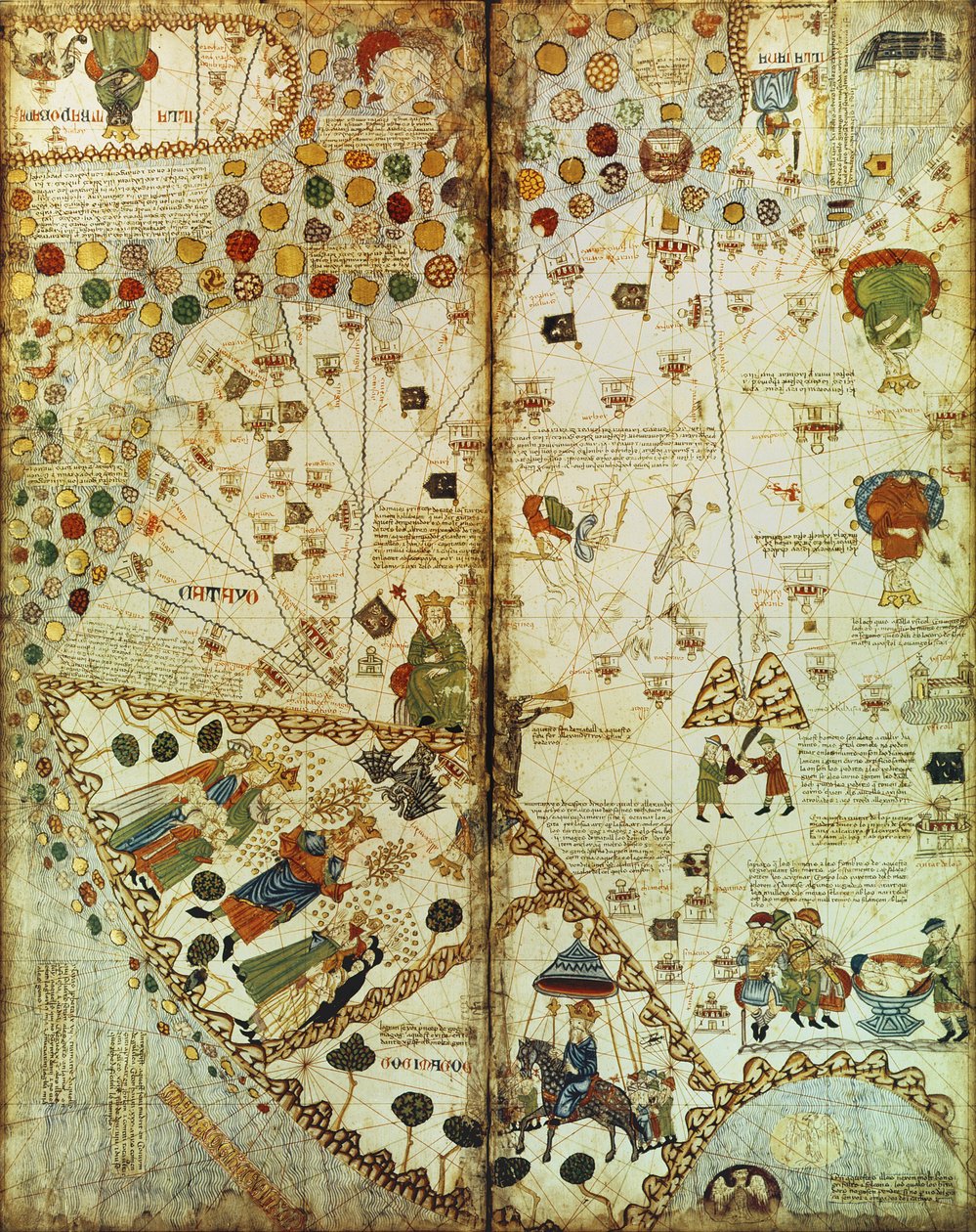 7249 Esp.30 f.2v-3 Detalje fra et catalansk verdenskort, 1375 af Catalan School