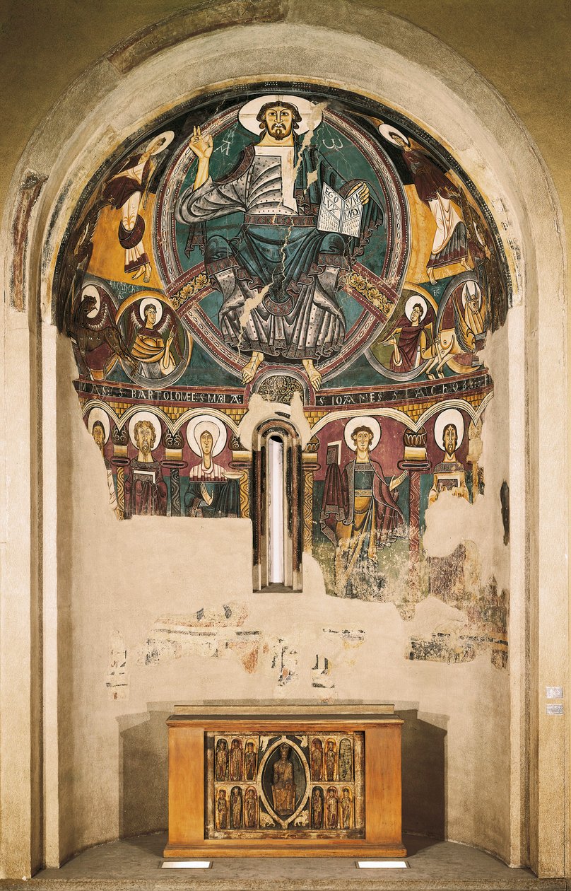 Kristus i herlighed, fra kirken San Clemente de Tahull, Lerida, Spanien (fresko) af Catalan School