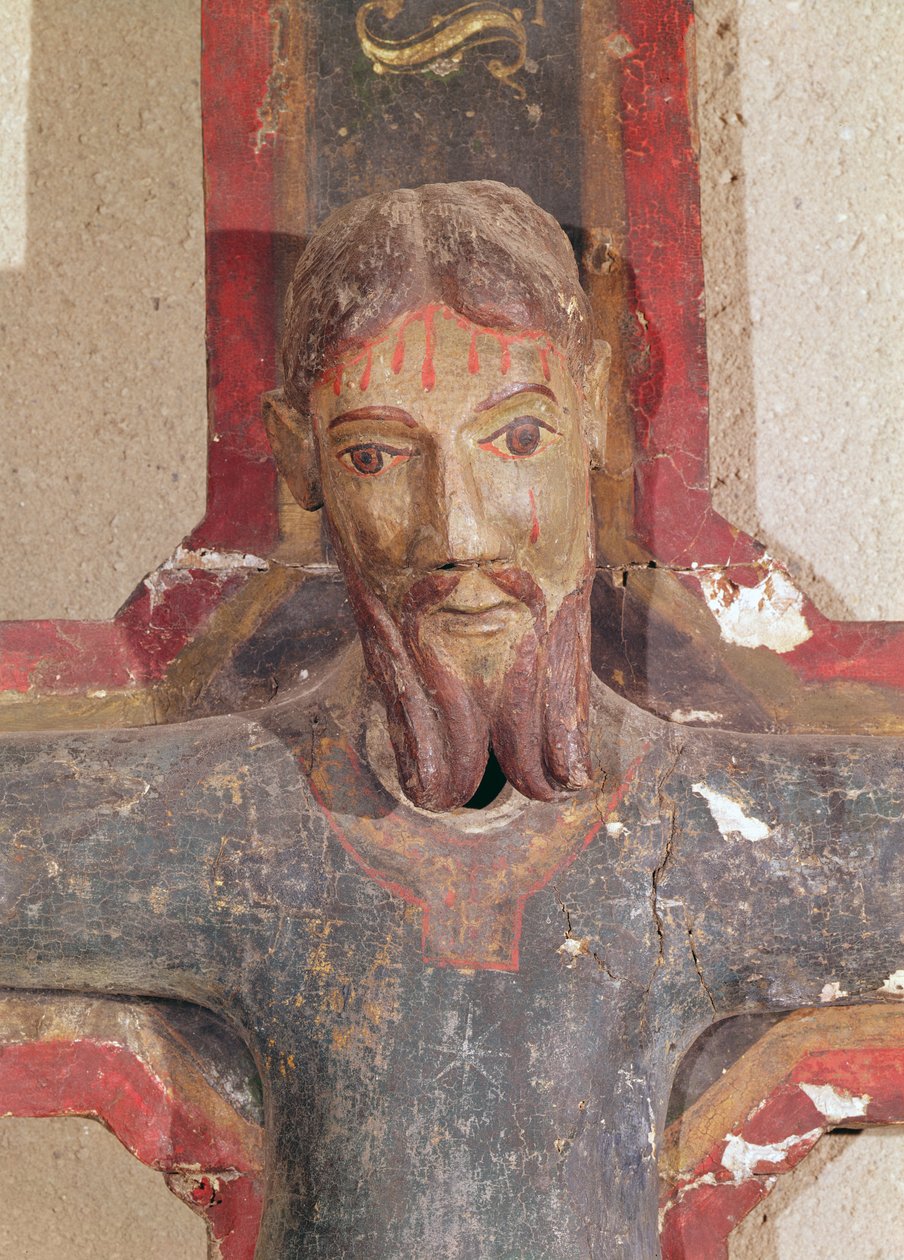 Magestat of La Llagonne (polykromt træ) (detalje af 247238) af Catalan School