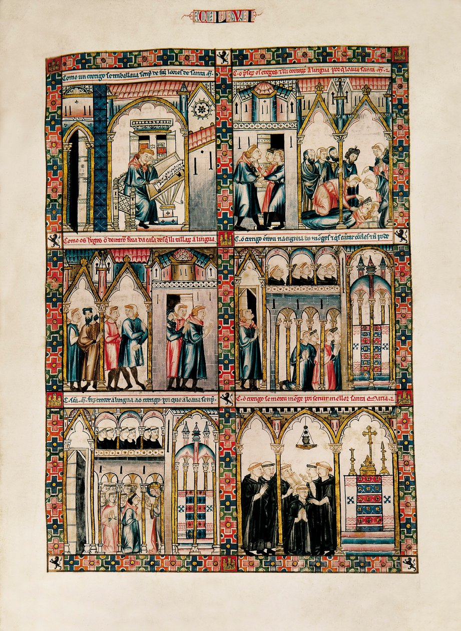 Miniaturer dedikeret til Saint Mary og hendes mirakler, fra Las Cantigas de Santa María (Sange om Saint Mary), Fol. 156 af Catalan School