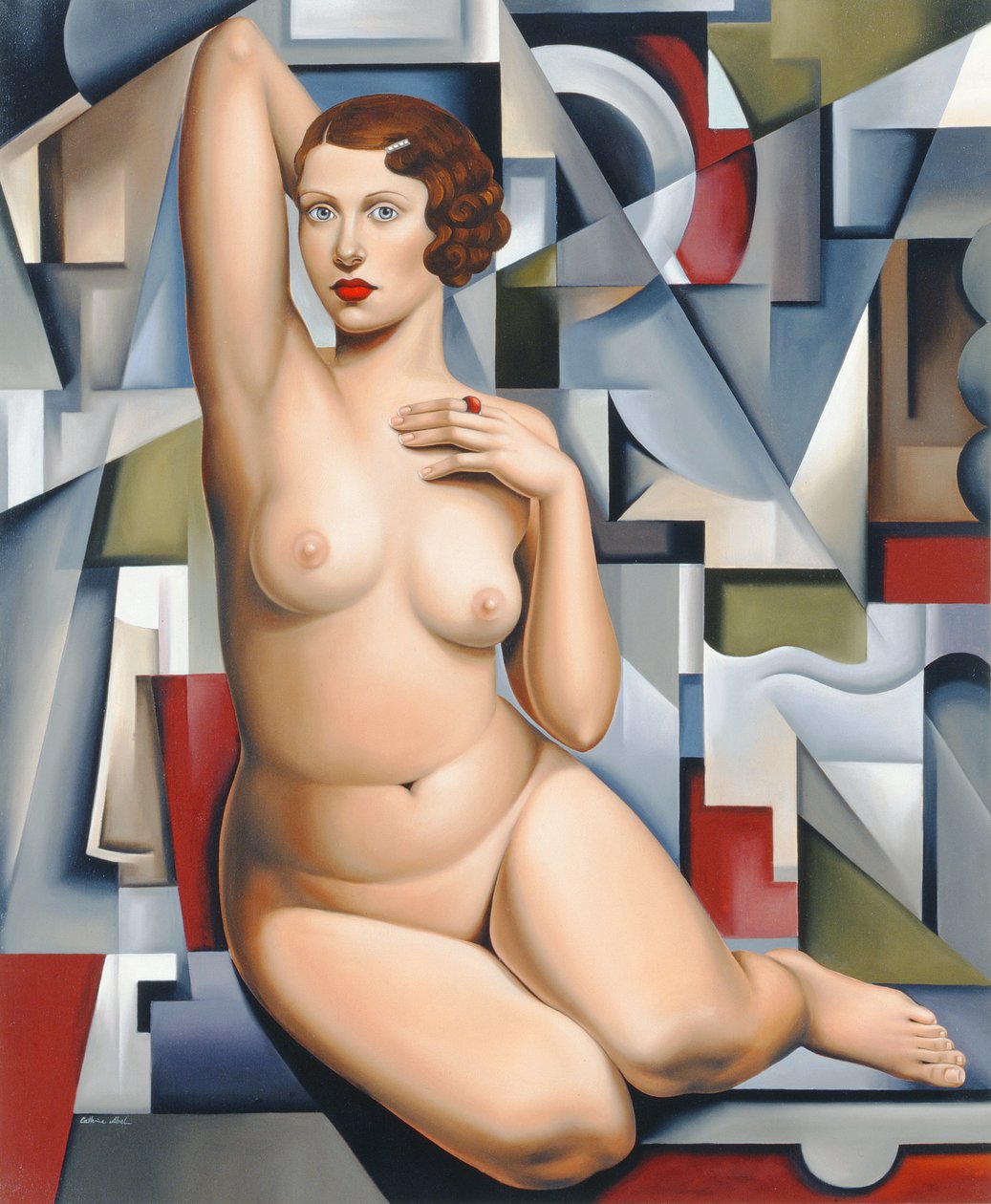 Siddende kubistisk nøgen af Catherine Abel