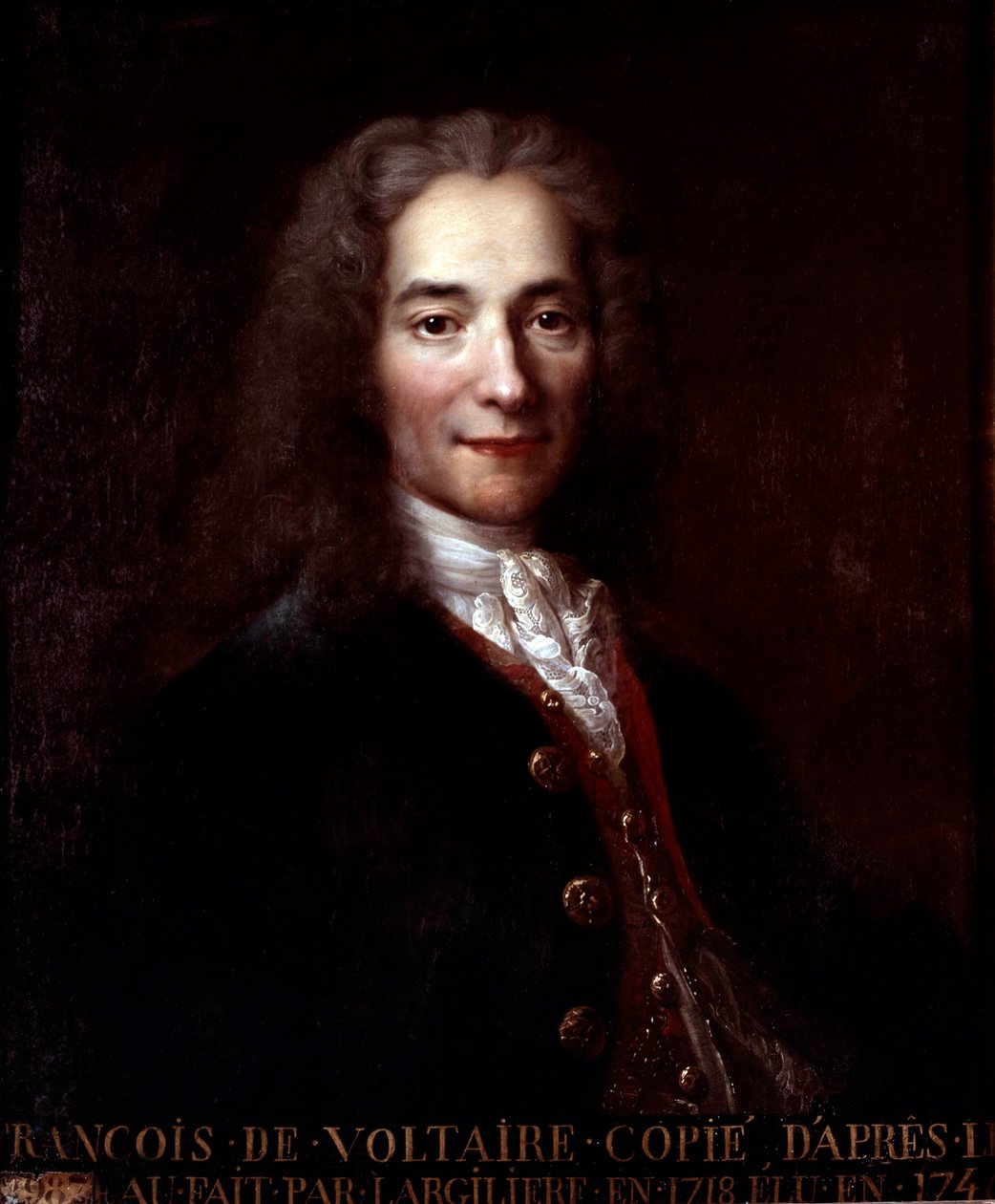Voltaire, kopi efter maleri af Nicolas de Largilliere olie på lærred af Catherine Lusurier