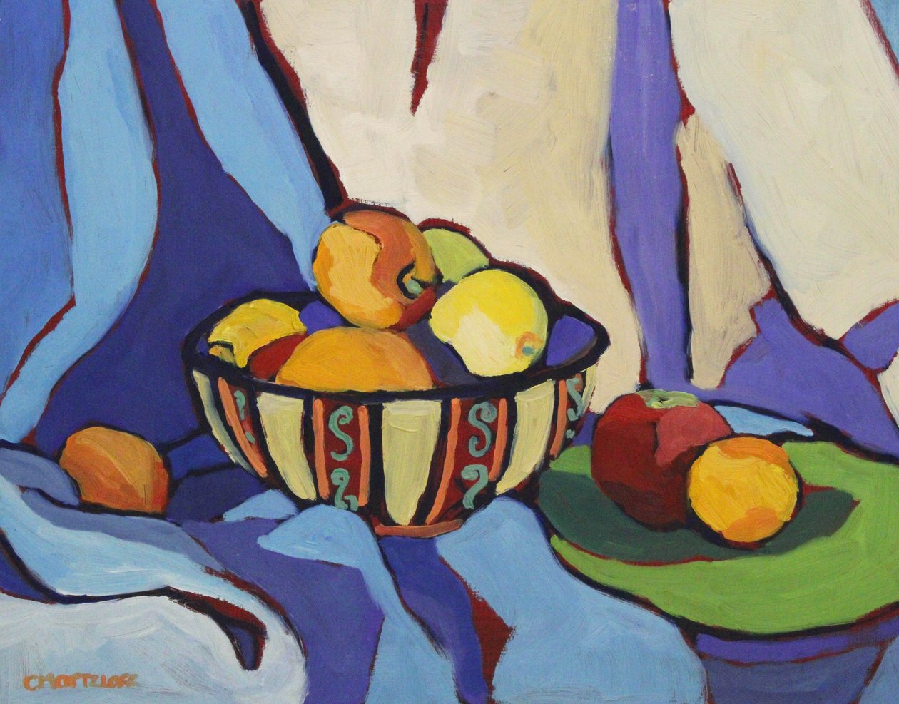 Bowl Still Life, 2019 (olie på lærred) af Catherine J Martzloff