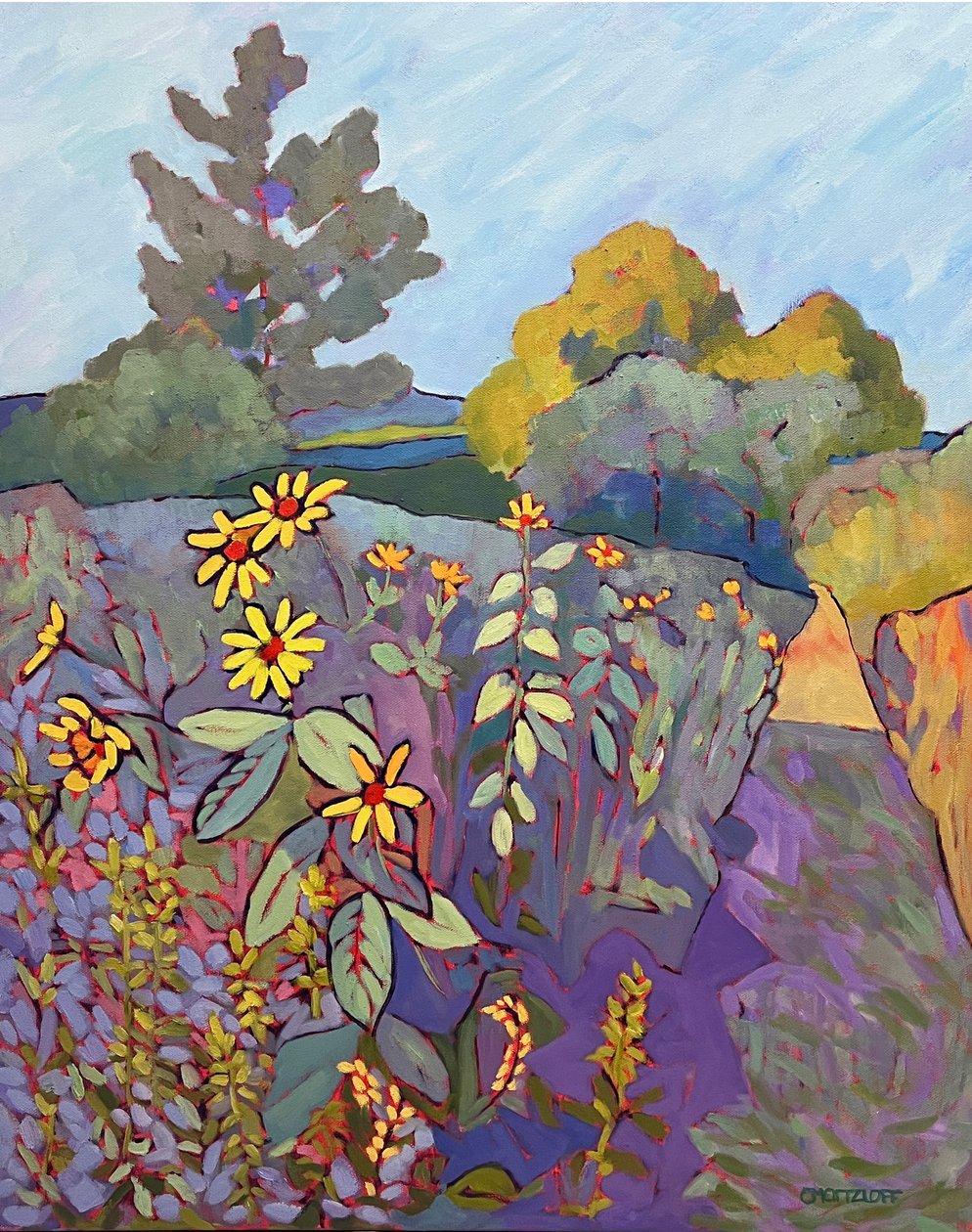 Embraced by Nature, 2023 (olie på lærred) af Catherine J Martzloff