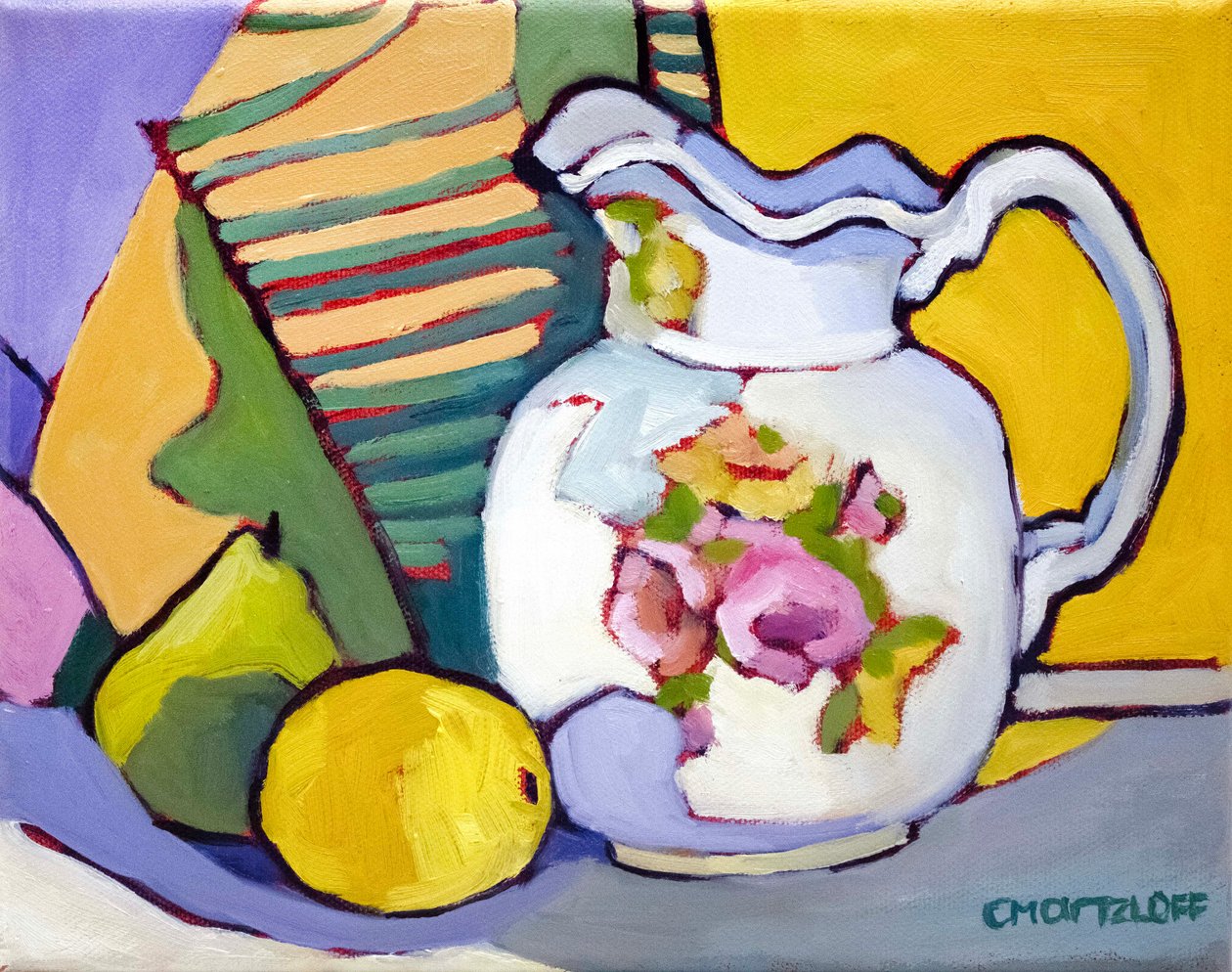 Floral Fusion, 2024 (olie på lærred) af Catherine J Martzloff