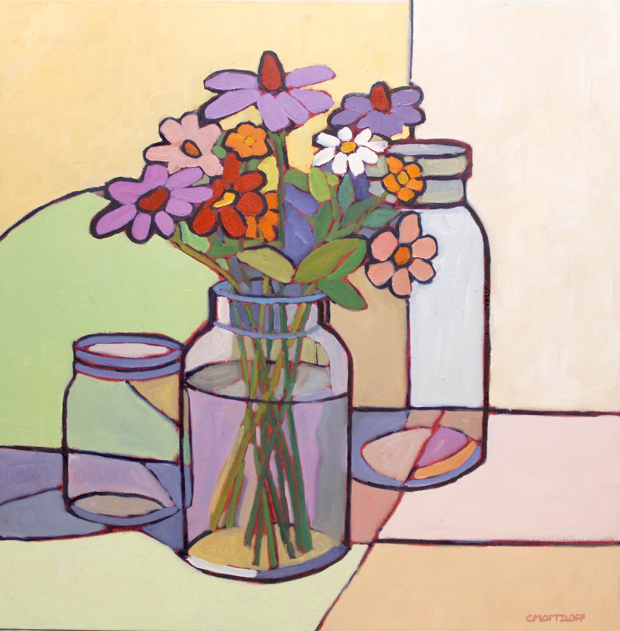 Floral Harmony, 2023 (olie på lærred) af Catherine J Martzloff