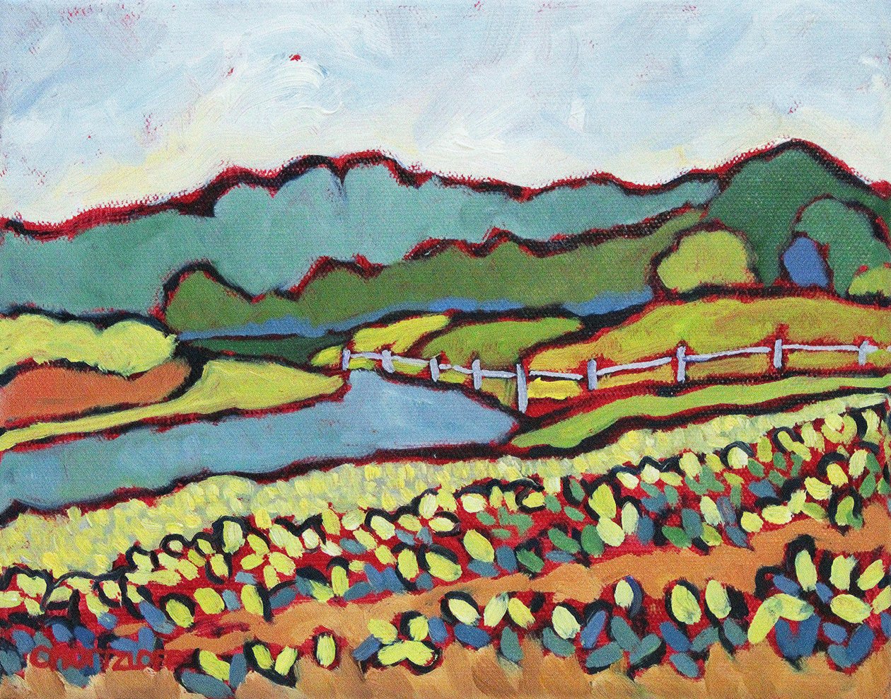 July by the Farm, 2019 (olie på lærred) af Catherine J Martzloff