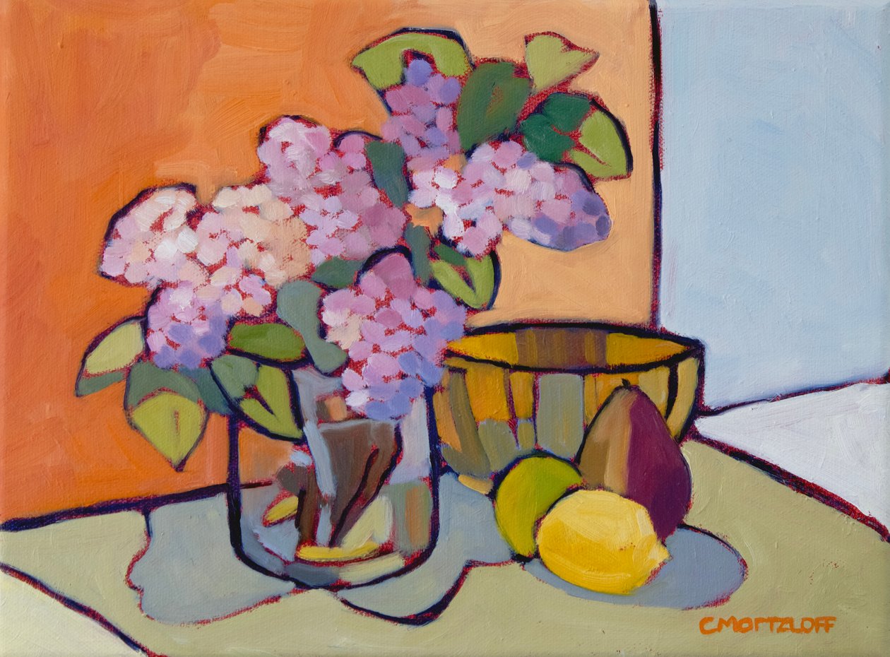 Savoring Fruits and Flowers, 2024 (Olie på lærred) af Catherine J Martzloff