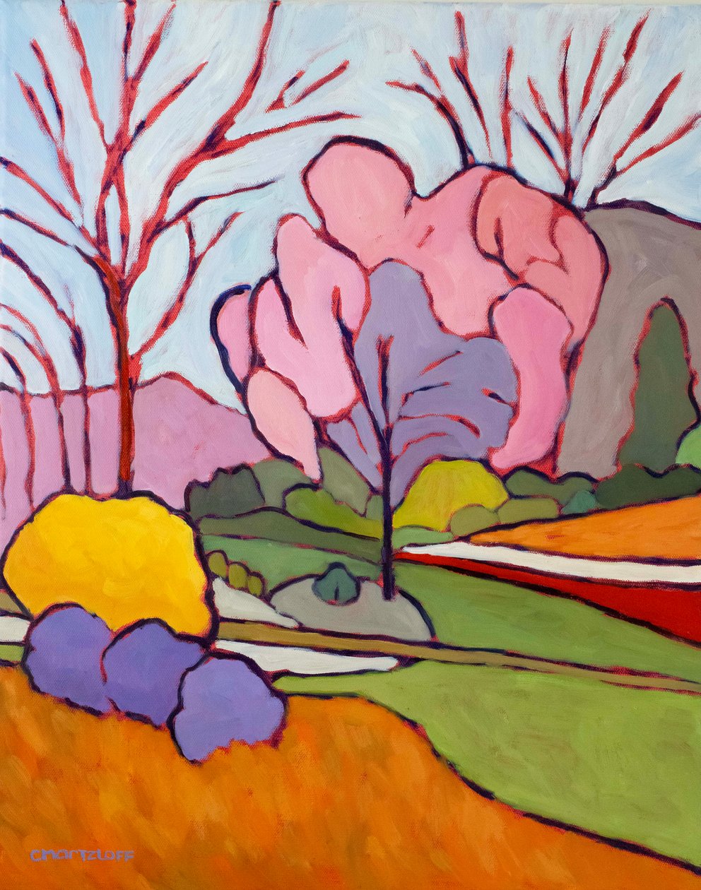 Spring Abstractions II,2024 (Olie på lærred) af Catherine J Martzloff