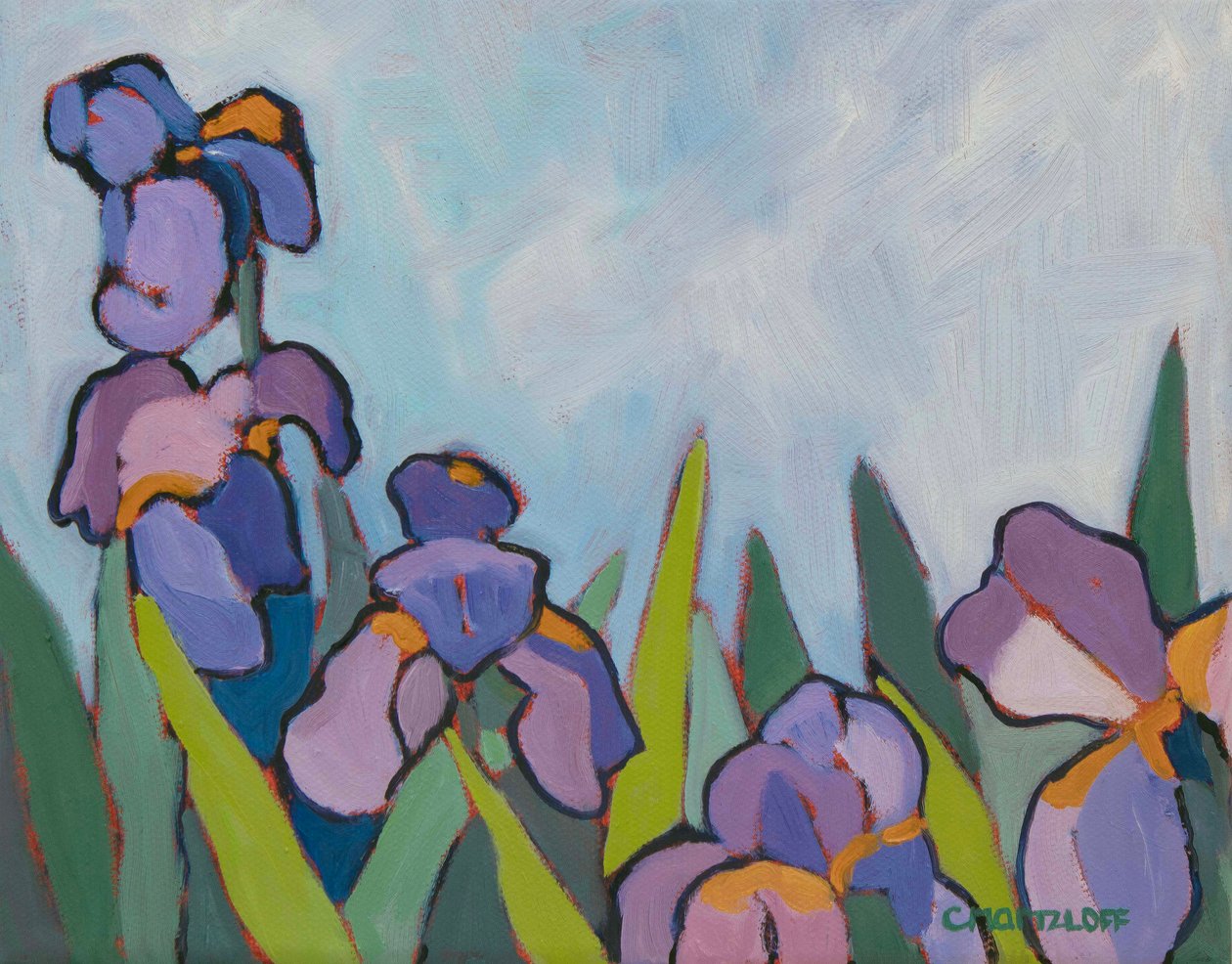 The Iris Fields, 2022 (olie på lærred) af Catherine J Martzloff