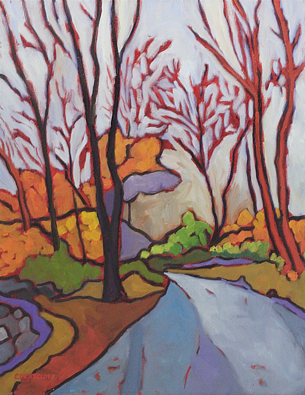 Walk in the Woods, 2019 (olie på lærred) af Catherine J Martzloff