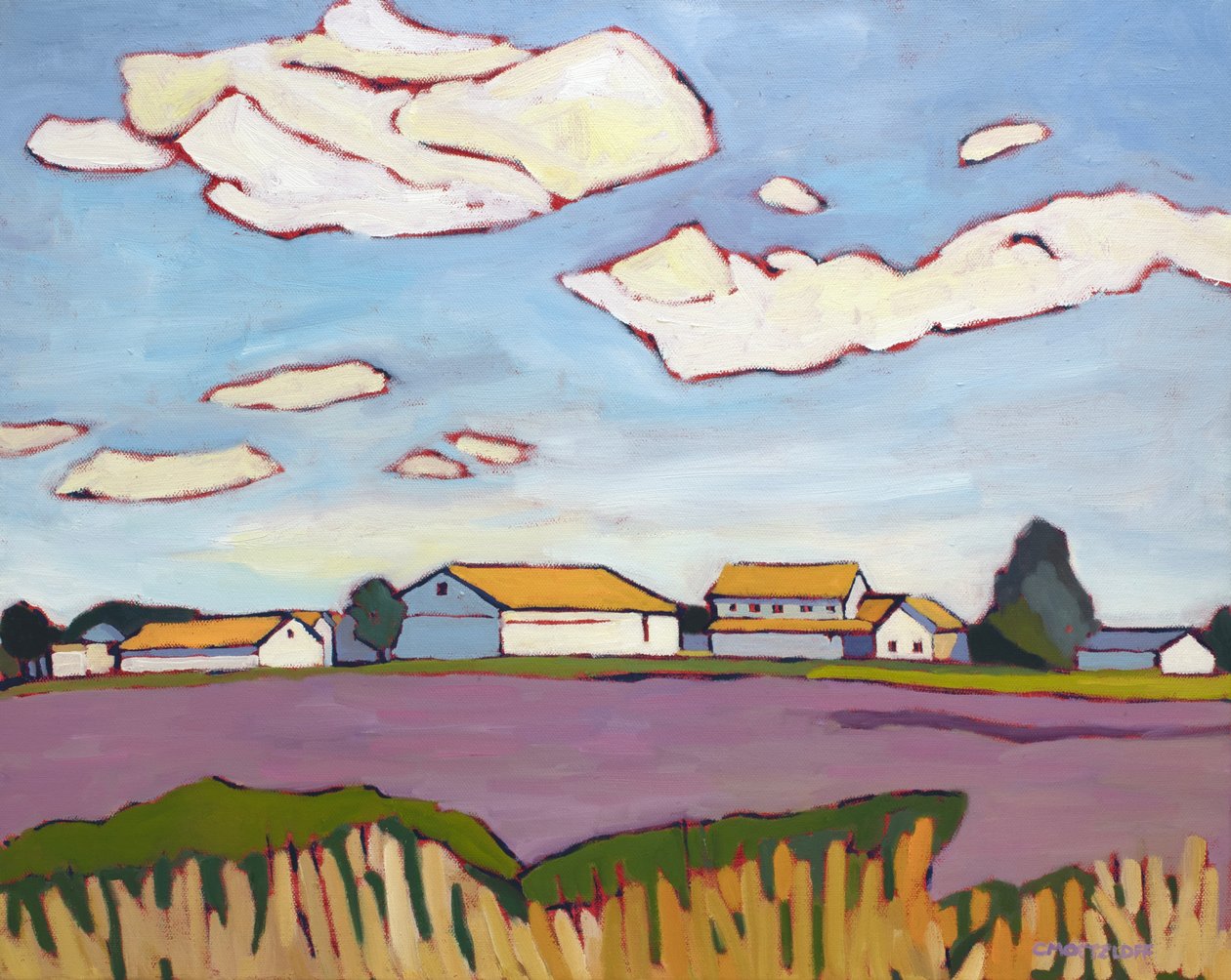 Wandering by the Field, 2022 (Olie på lærred) af Catherine J Martzloff