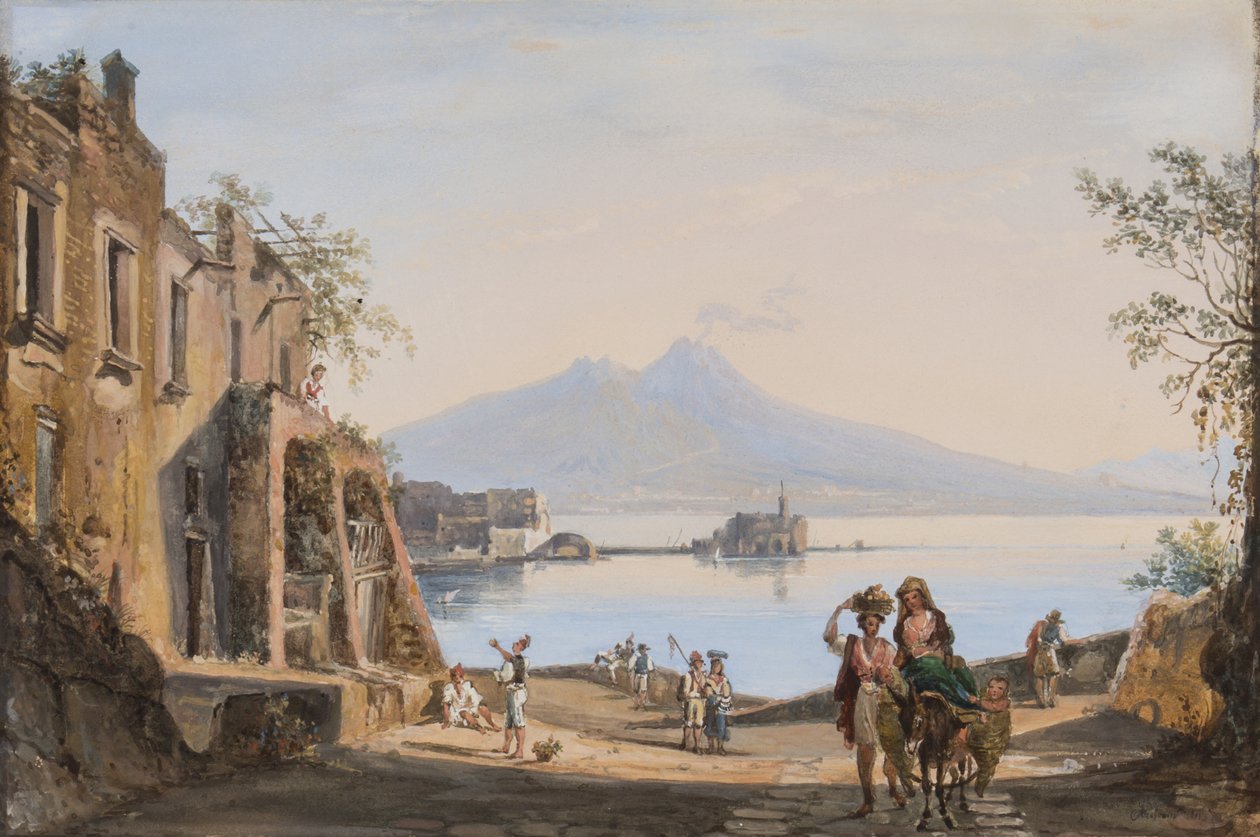Udsigt over Vesuv fra Mergellina, ca. 1845 af Catherine Louisa Marlay