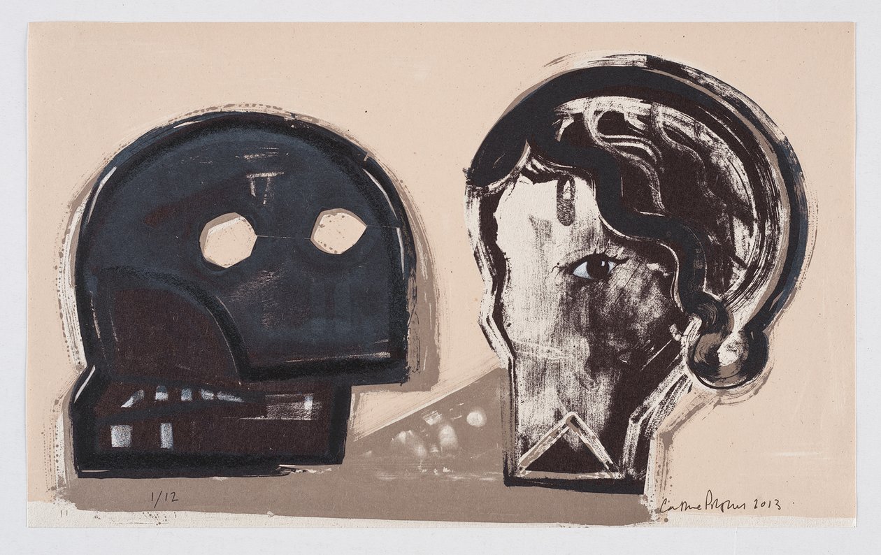 Looks 5, 2013 (litografi med håndkolorering) af Cathie Pilkington