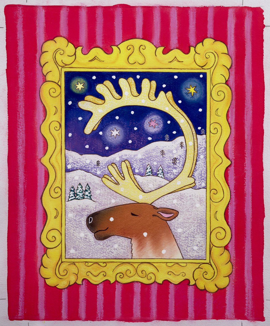 Christmas Antlers, 1996 (pastel og gouache på papir) af Cathy Baxter