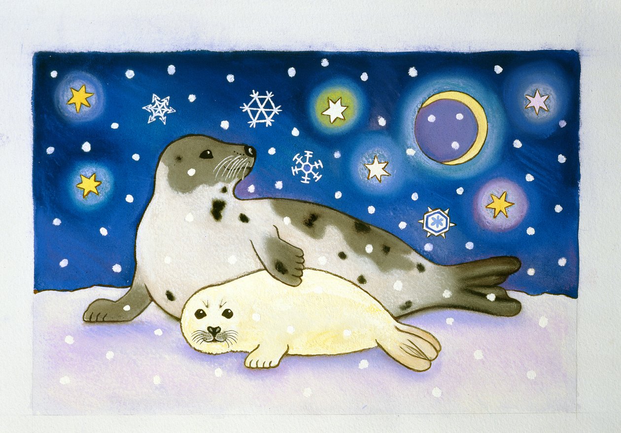 Cosmic Seals, 1997 (pastel og gouache på papir) af Cathy Baxter