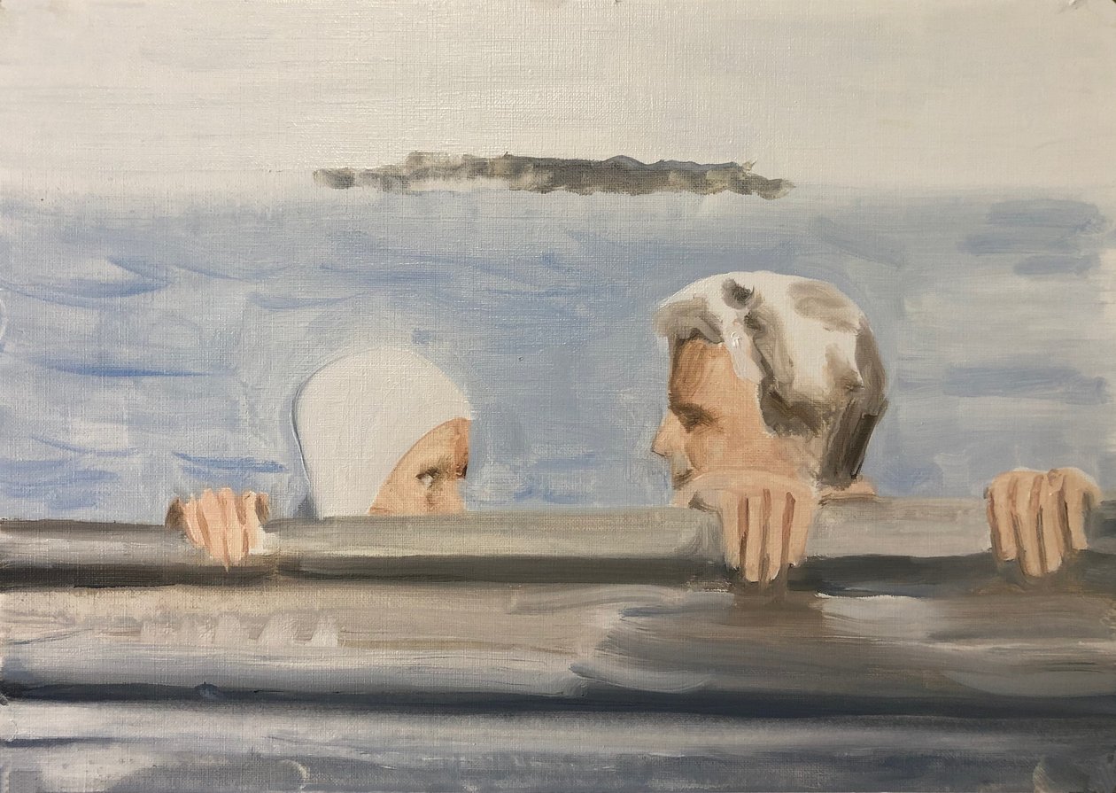 02.05.20 She liked him, 2020 (olie på papir) af Cathy Lomax