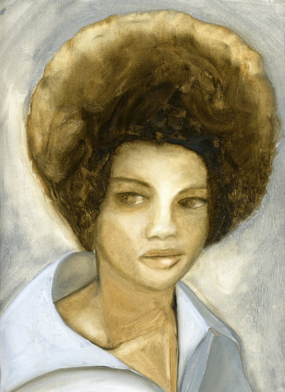 Afro 2 (Kathleen Cleaver), 2007 (olie på lærred og papir) af Cathy Lomax