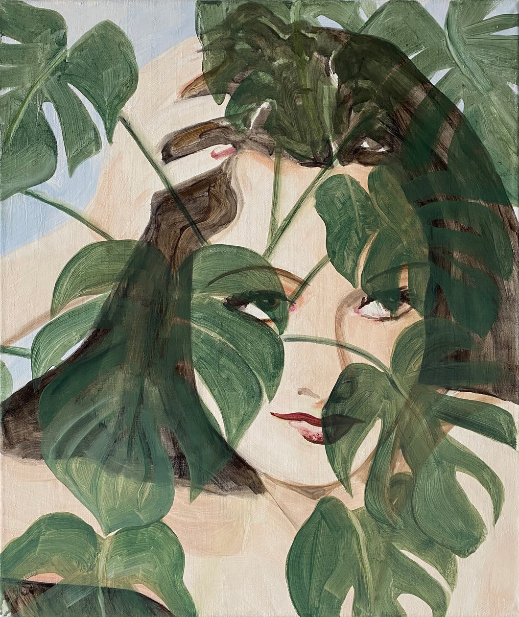 Camouflage, 2022 (olie på linned) af Cathy Lomax