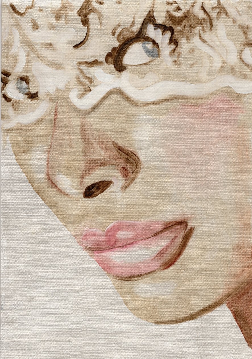 Lace Face, 2019 (olie og akryl på papir) af Cathy Lomax