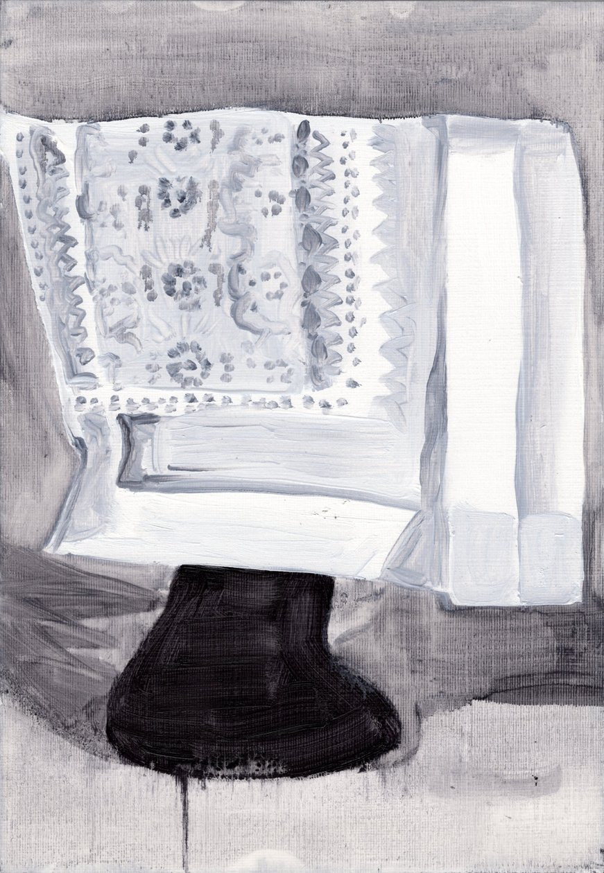 Obsfuscate, 2019 (olie på papir) af Cathy Lomax