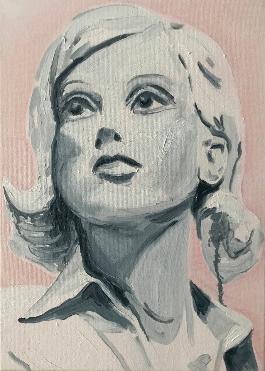 De glade jomfruer: Darcey, 2017 (olie på linned) af Cathy Lomax