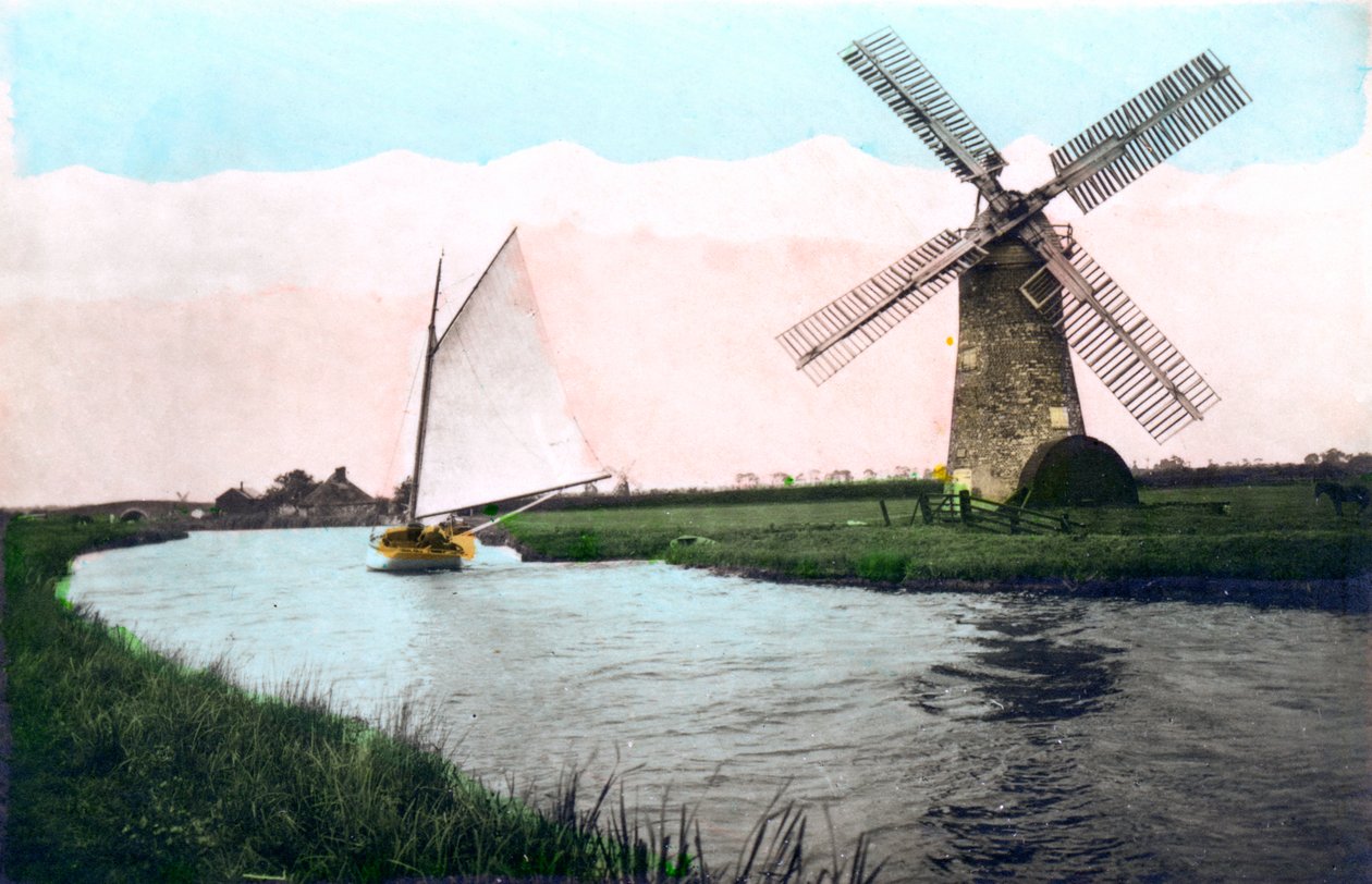 En vindmølle på Norfolk Broads, Norfolk, 1926. af Cavenders Ltd