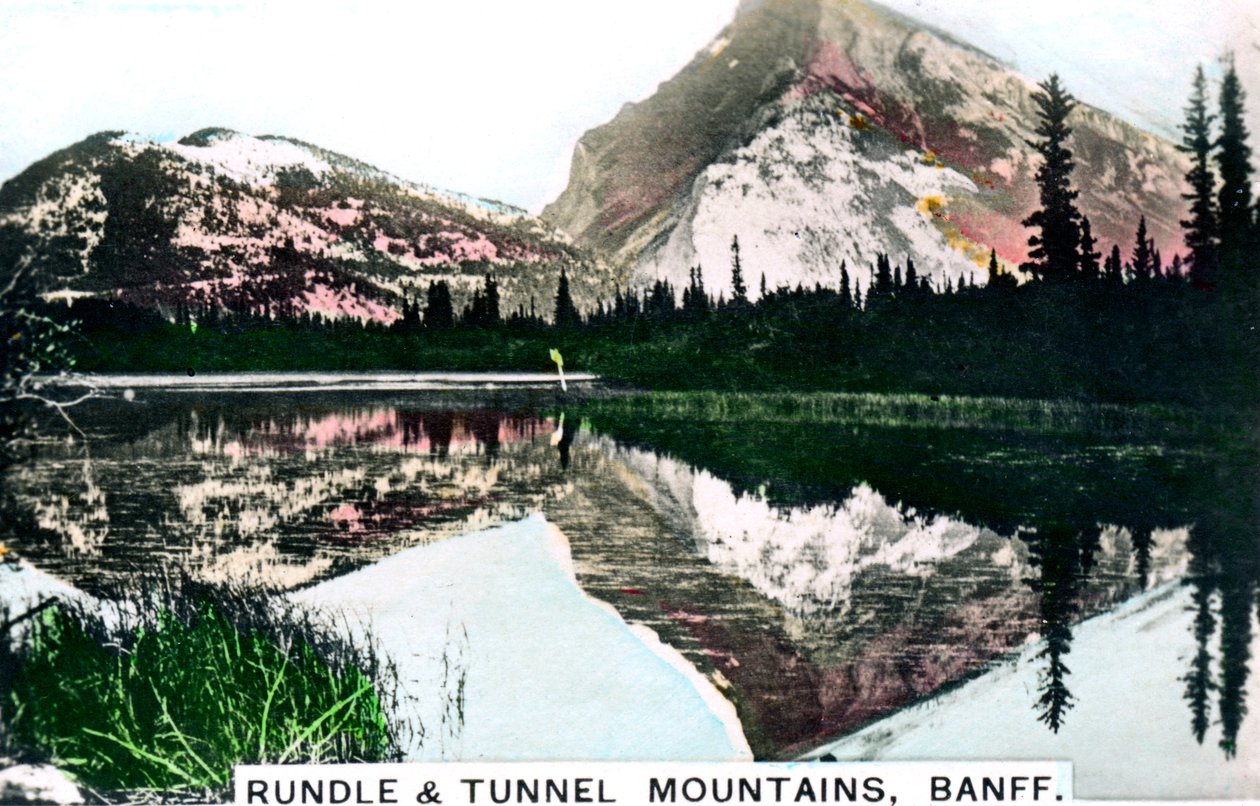 Mounts Rundle and Tunnel, Banff, Alberta, Canada, c1920