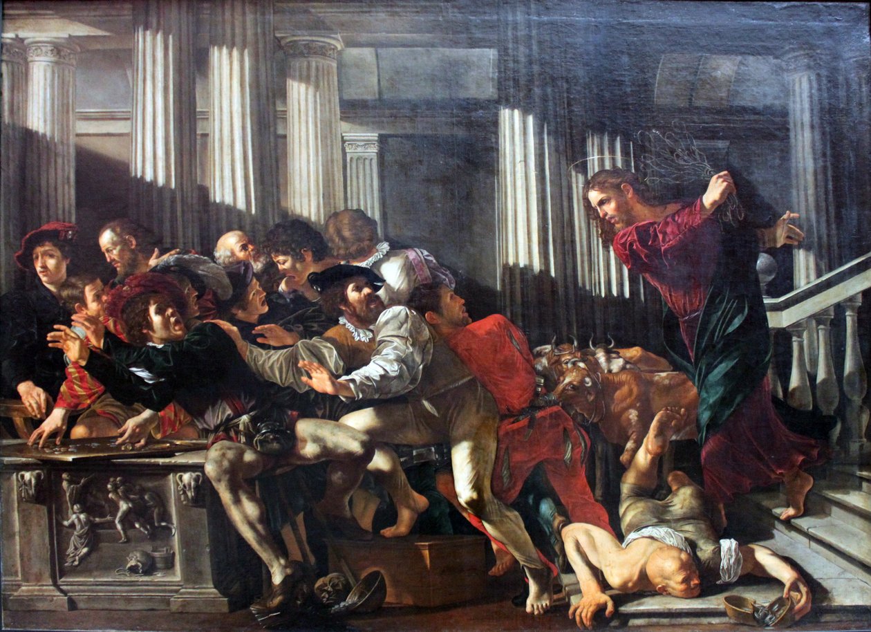 Kristus driver pengevekslerne fra templet af Cecco de Caravaggio