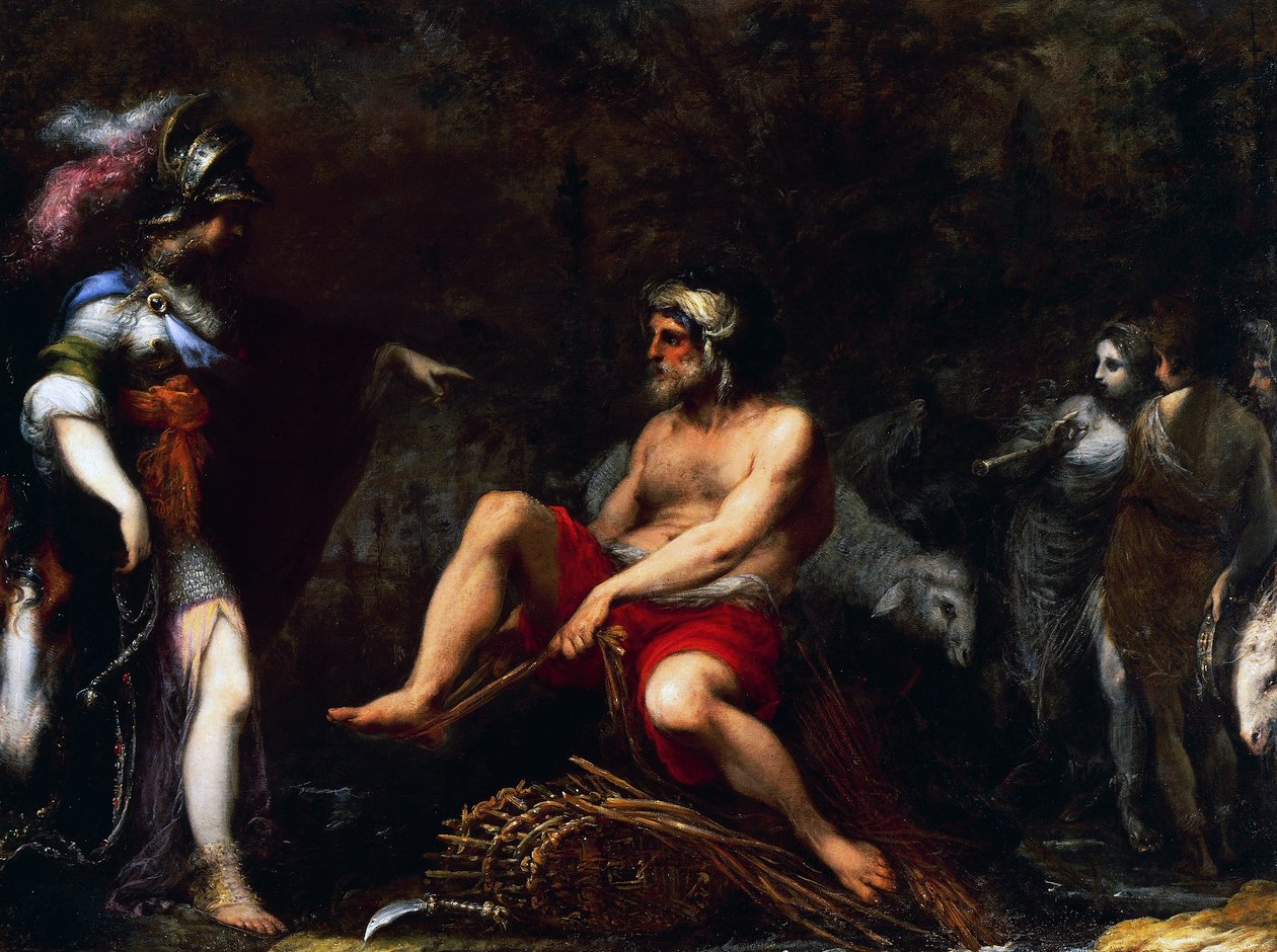 Erminia blandt hyrderne, af Francisco Montelatici kendt som Cecco Bravo (1601-1661), olie på lærred af Cecco  Bravo