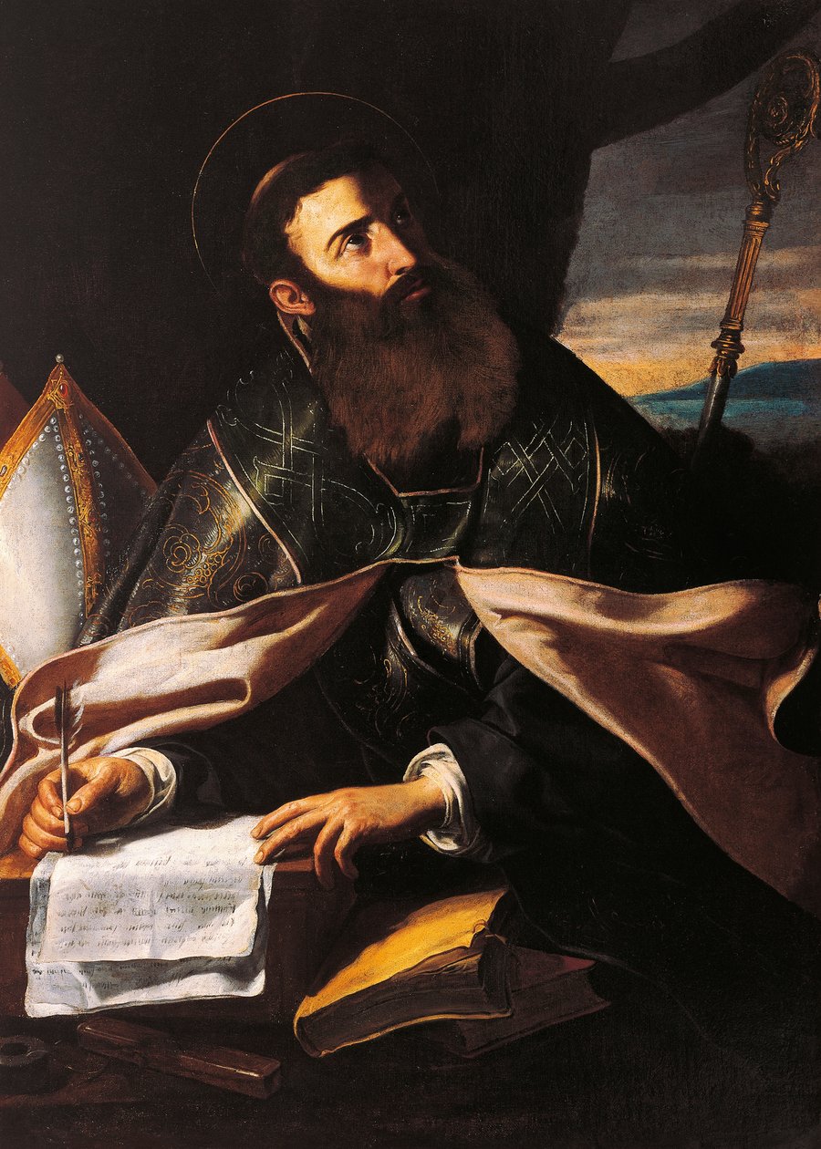 Portræt af St. Augustine af Hippo (olie på lærred) af Cecco de Caravaggio