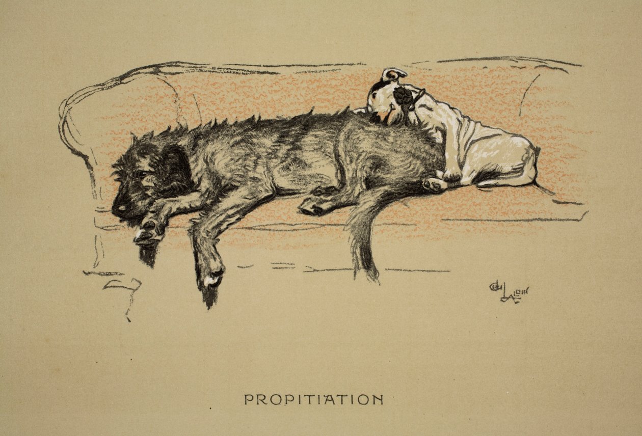 Propitation, 1930, 1. udgave af "Sleeping Partners", Aldin, Cecil Charles Windsor (1870-1935), udgivet af Eyre and Spottiswoode Limited, kridt og kul på papir af Cecil Charles Windsor Aldin