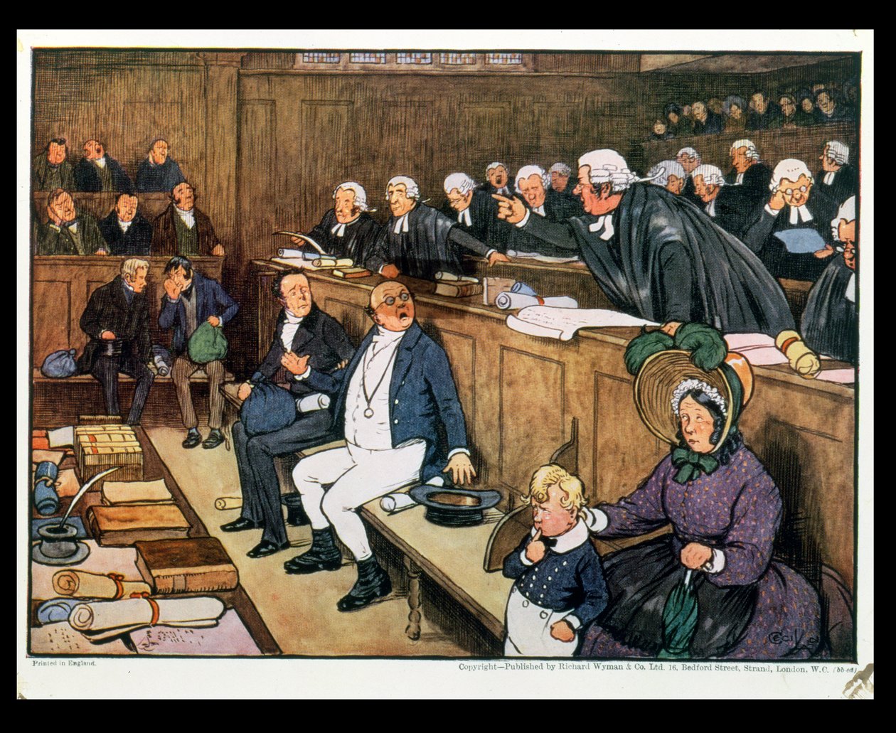 Retssagen mod Mr. Pickwick, 1910 af Cecil Charles Windsor Aldin